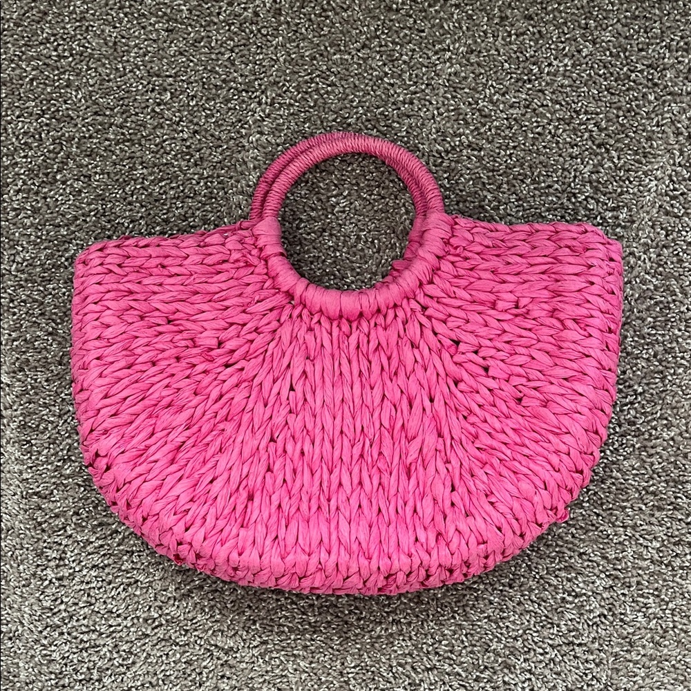 Fashion Nova Bold Pink Woven Tote